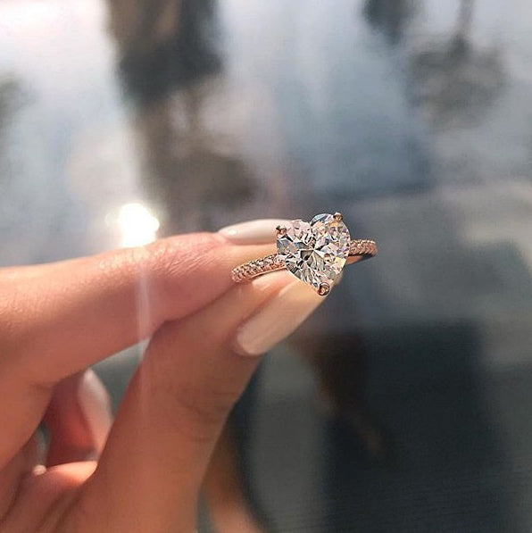 Heart-Shaped Zircon Ring - new European and American engagement party ring jewelry
