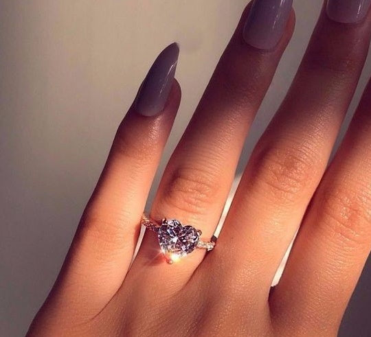 Heart-Shaped Zircon Ring - new European and American engagement party ring jewelry