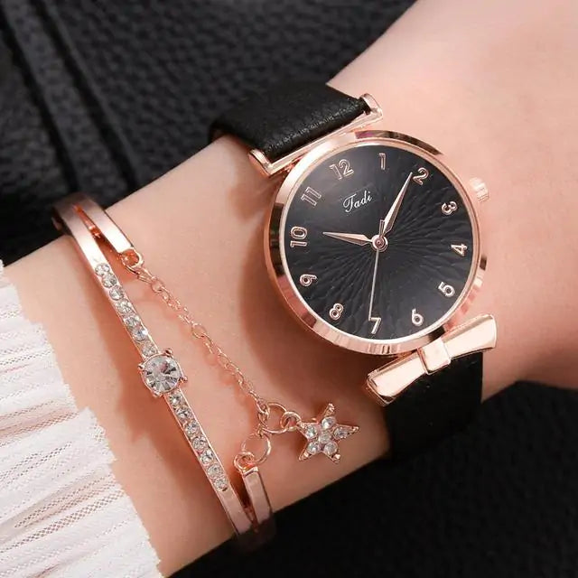 Women's Luxury Quartz Watch Bracelet - 2 pc set