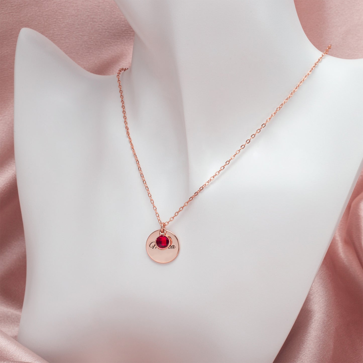 Birthstone Necklace Circle Shape