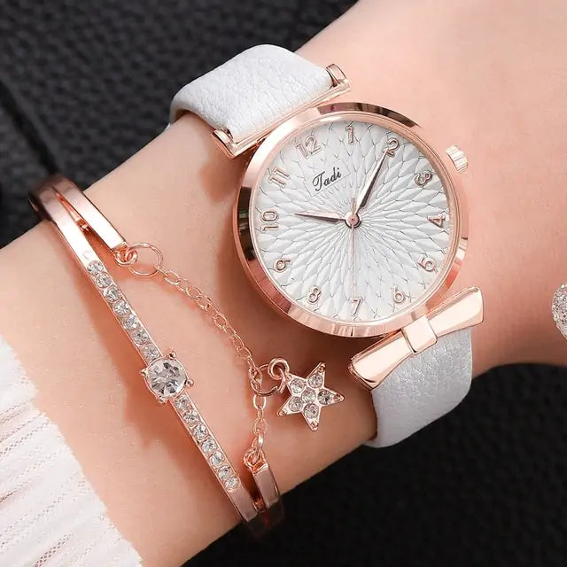 Women's Luxury Quartz Watch Bracelet - 2 pc set