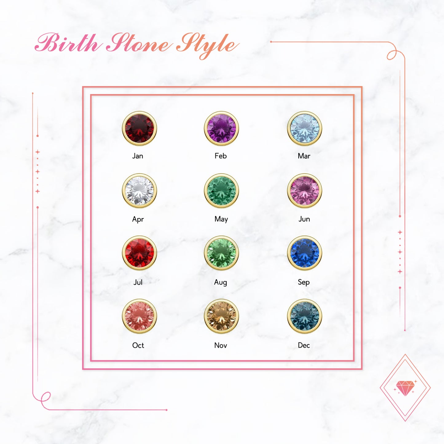 Birthstone Necklace Circle Shape