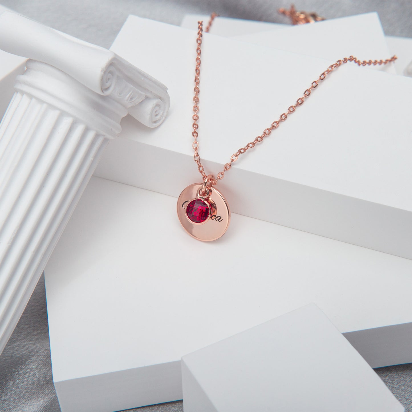 Birthstone Necklace Circle Shape