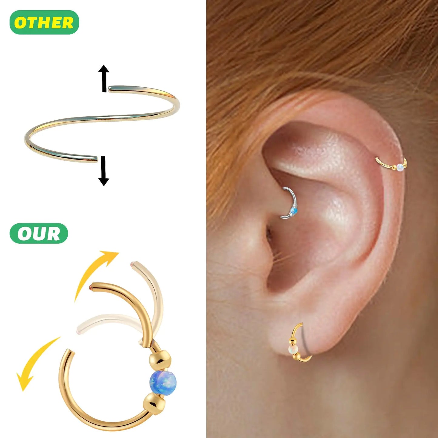 Opal Nose Rings -2pc set