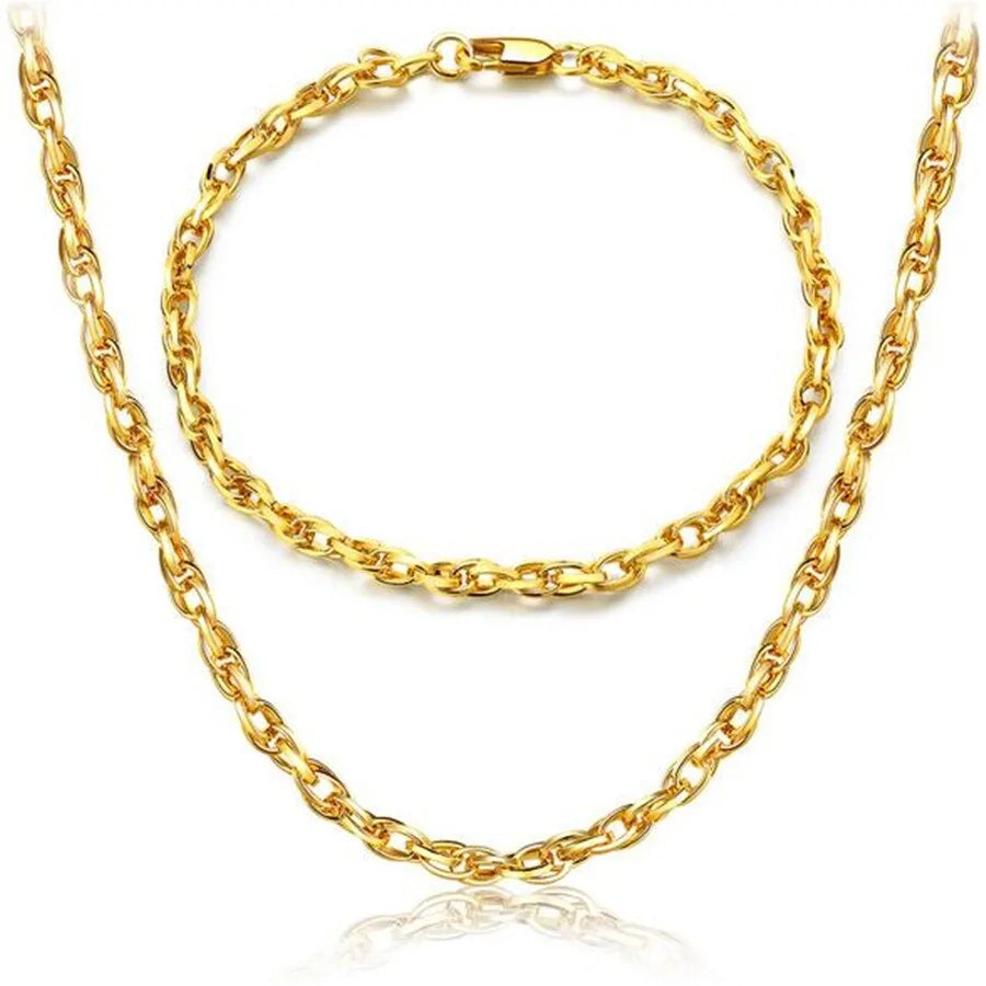 18K Gold Jewelry Set - Necklace and Bracelet
