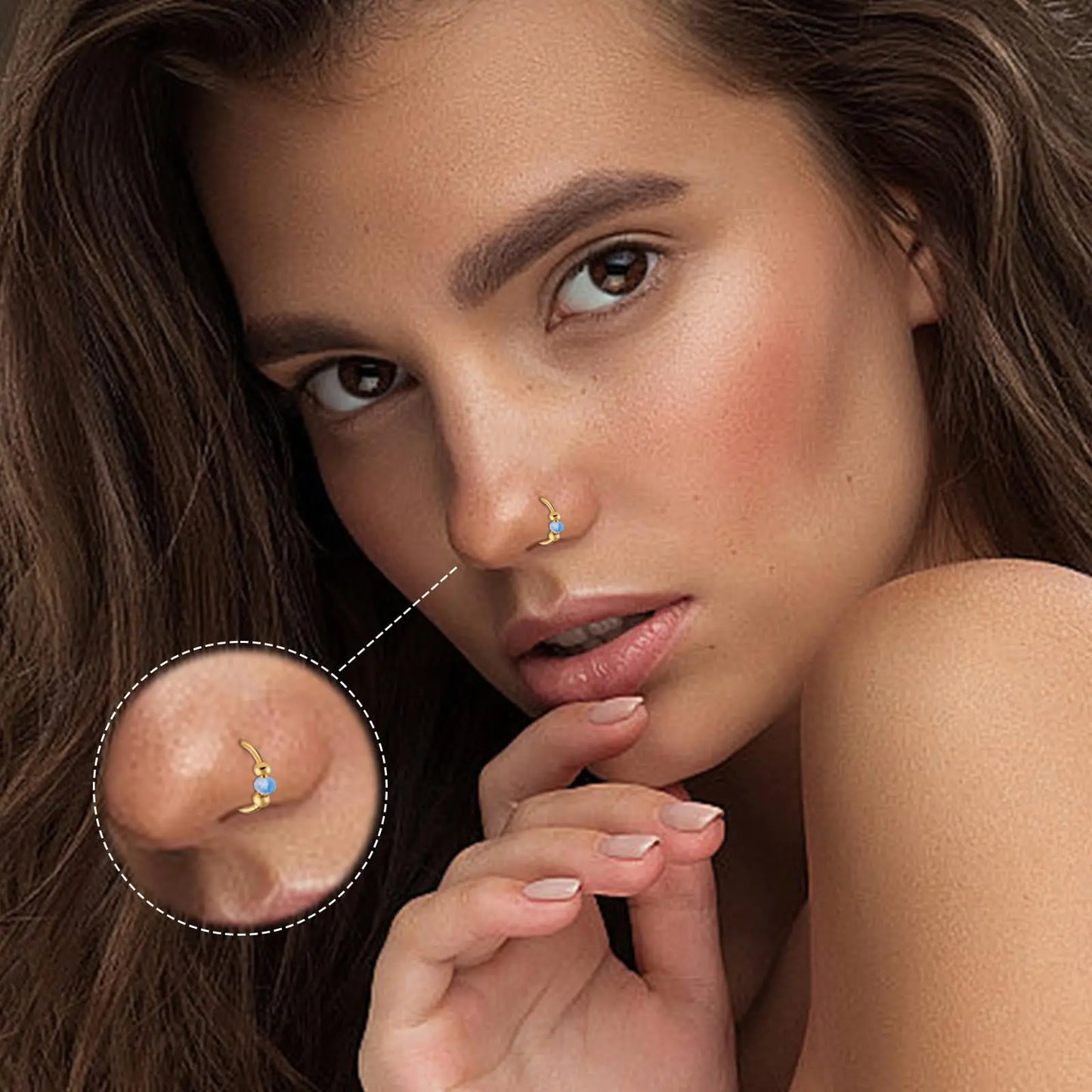 Opal Nose Rings -2pc set