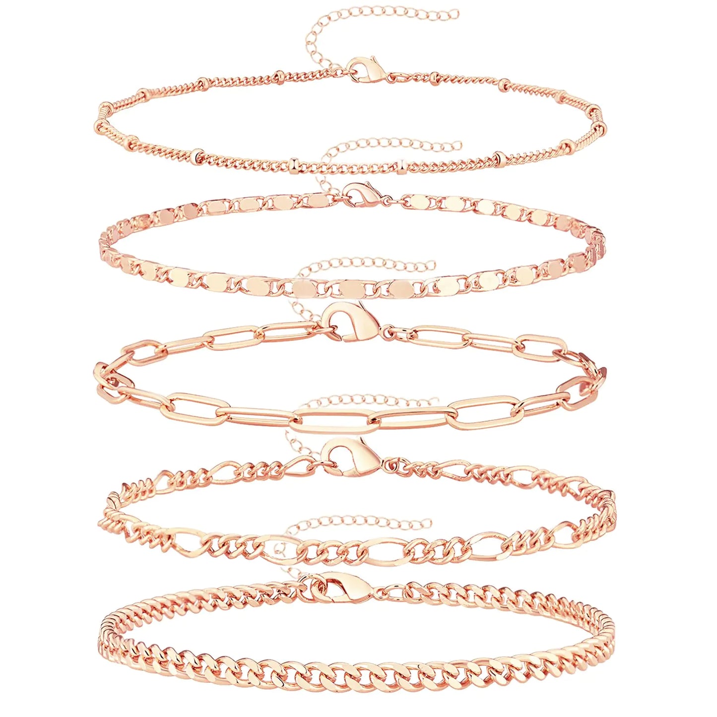 Dainty Gold Chain Bracelets Set