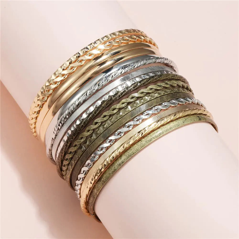 Gold Bangle Bracelets - 16Pcs - Multi Layer Stackable Textured Bracelets Boho Jewelrys Set. B set 16pc multi