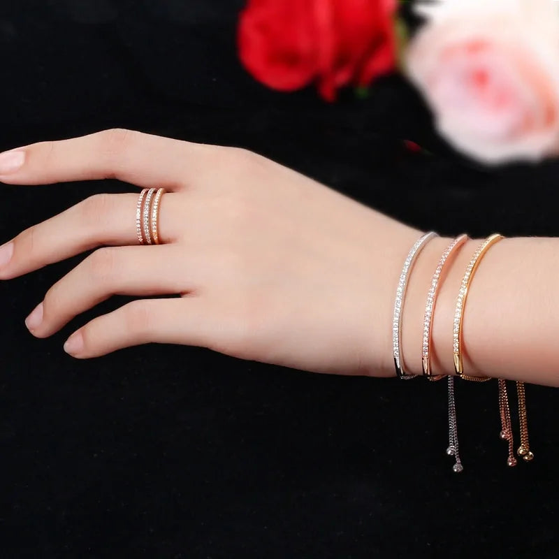 Exquisite Rose Gold Jewelry - Bracelet Ring