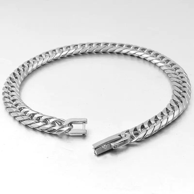 Stainless Steel Curb Dome Link Wristband Jewelry
