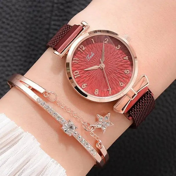 Women's Luxury Quartz Watch Bracelet - 2 pc set