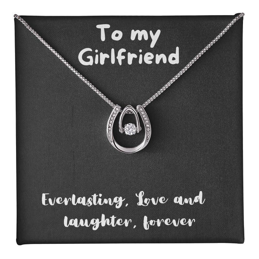 Lucky In Love Necklace with message to Girlfriend - lucky charm, gift for mom, birthday gift, minimalist jewelry, dainty Jewelry, christmas gift, mother's day, valentine's day🎁👩💎👱‍♀️🎁