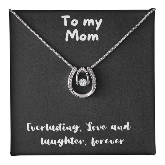 Lucky In Love Necklace with message to Mom - lucky charm, gift for mom, birthday gift, minimalist jewelry, dainty Jewelry, christmas gift, mother's day, valentine's day🎁👩💎👱‍♀️🎁