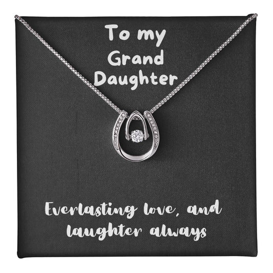 Lucky In Love Necklace with message to Grand Daughter - lucky charm, gift for mom, birthday gift, minimalist jewelry, dainty Jewelry, christmas gift, mother's day, valentine's day🎁👩💎👱‍♀️🎁