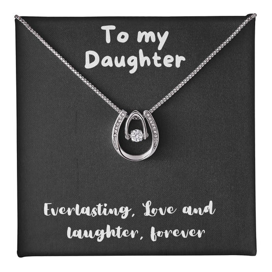 Lucky In Love Necklace with message to Daughter - lucky charm, gift for mom, birthday gift, minimalist jewelry, dainty Jewelry, christmas gift, mother's day, valentine's day🎁👩💎👱‍♀️🎁