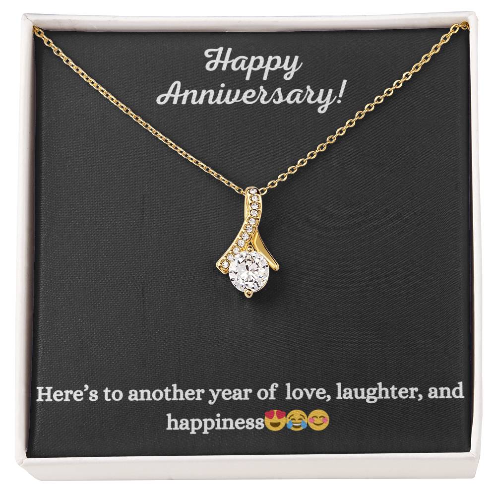 Alluring Beauty Necklace with Happy Anniversary message - Exquisite Design | Perfect Gift for Wife or Girlfriend