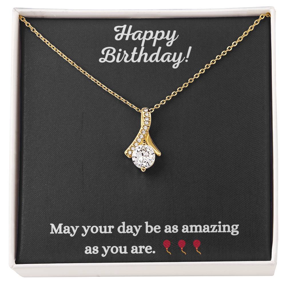 Alluring Beauty Necklace with Happy Birthday message - Exquisite Design | Perfect Gift for Style Enthusiasts