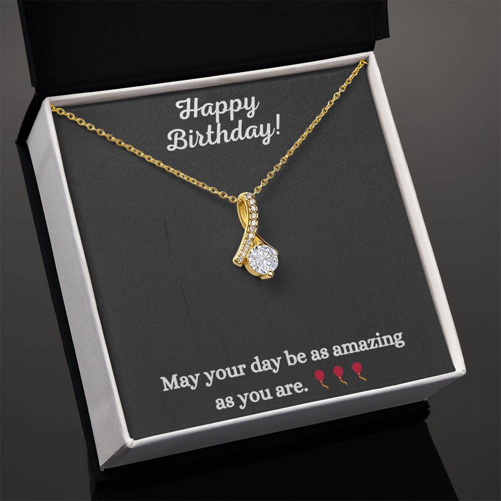 Alluring Beauty Necklace with Happy Birthday message - Exquisite Design | Perfect Gift for Style Enthusiasts