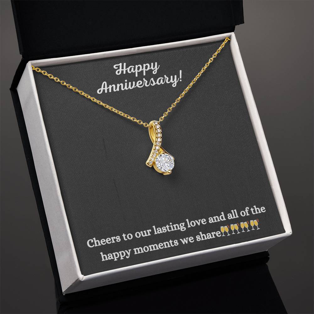 Alluring Beauty Necklace with Happy Anniversary message - Exquisite Design | Perfect Gift for your Love one