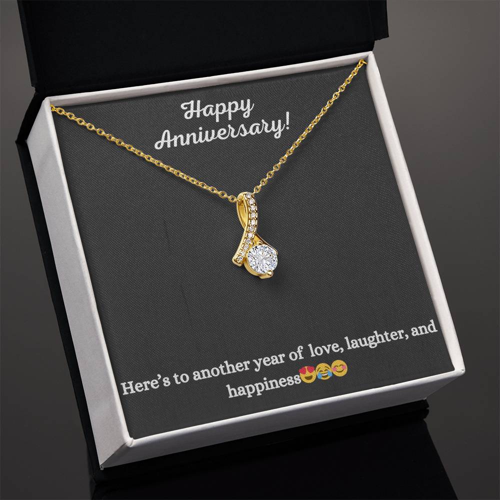 Alluring Beauty Necklace with Happy Anniversary message - Exquisite Design | Perfect Gift for Wife or Girlfriend