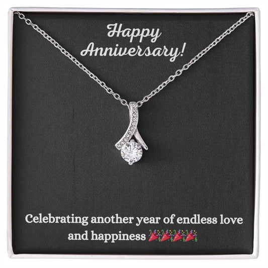Alluring Beauty Necklace with Happy Anniversary message - Exquisite Design | Perfect Gift your Spouse