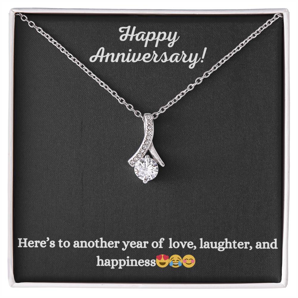 Alluring Beauty Necklace with Happy Anniversary message - Exquisite Design | Perfect Gift for Wife or Girlfriend