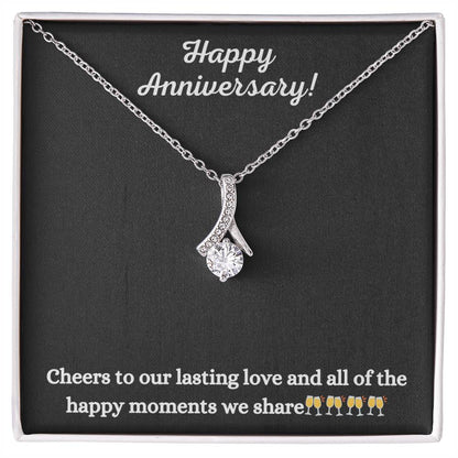 Alluring Beauty Necklace with Happy Anniversary message - Exquisite Design | Perfect Gift for your Love one
