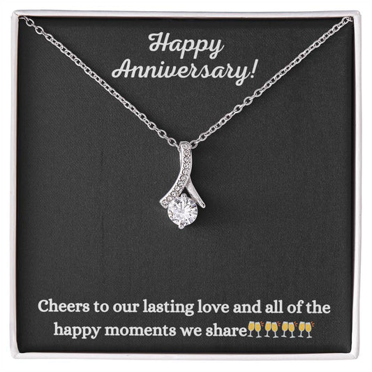 Alluring Beauty Necklace with Happy Anniversary message - Exquisite Design | Perfect Gift for your Love one