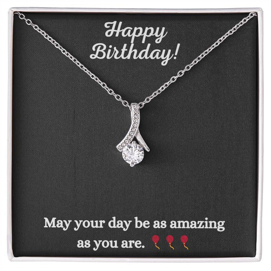 Alluring Beauty Necklace with Happy Birthday message - Exquisite Design | Perfect Gift for Style Enthusiasts