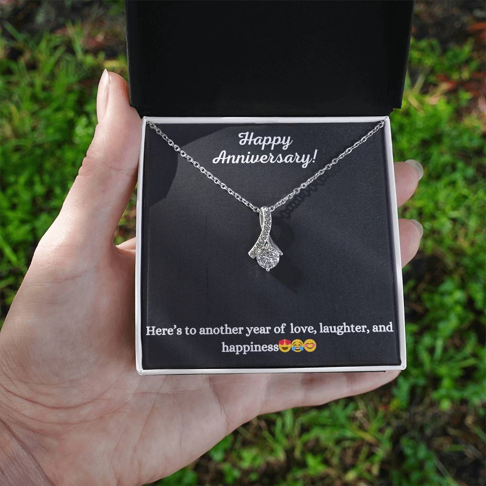 Alluring Beauty Necklace with Happy Anniversary message - Exquisite Design | Perfect Gift for Wife or Girlfriend