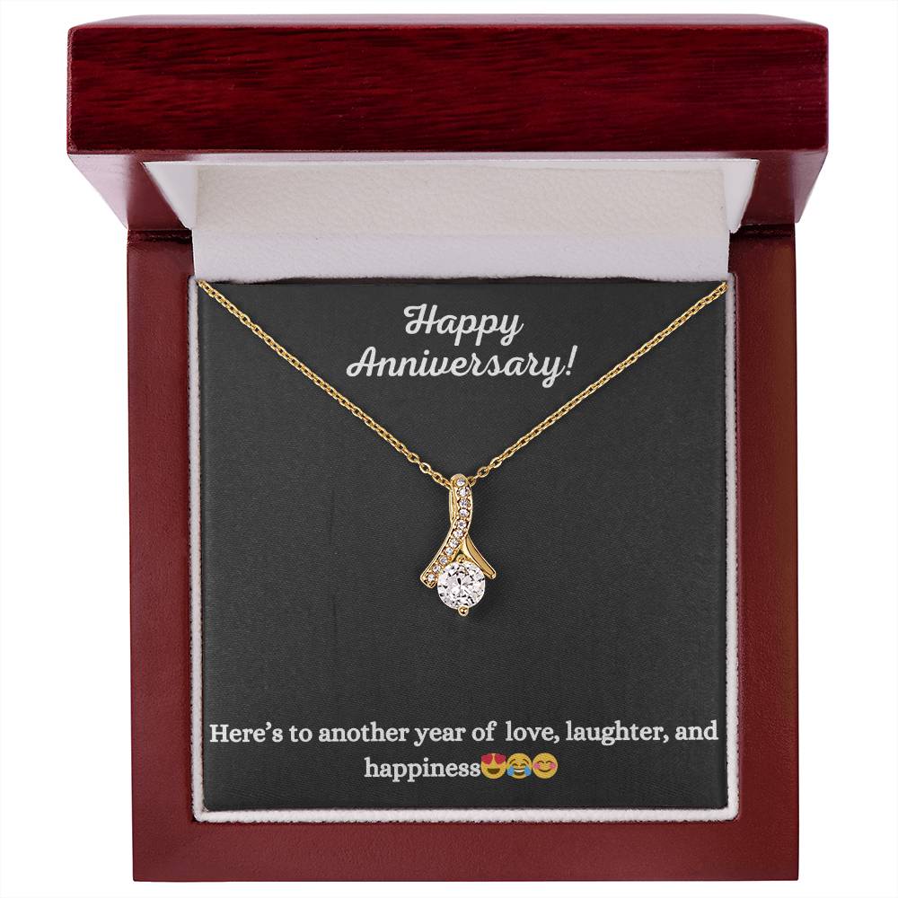 Alluring Beauty Necklace with Happy Anniversary message - Exquisite Design | Perfect Gift for Wife or Girlfriend
