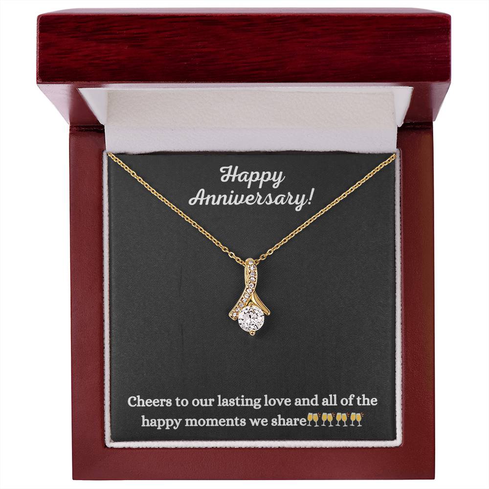 Alluring Beauty Necklace with Happy Anniversary message - Exquisite Design | Perfect Gift for your Love one