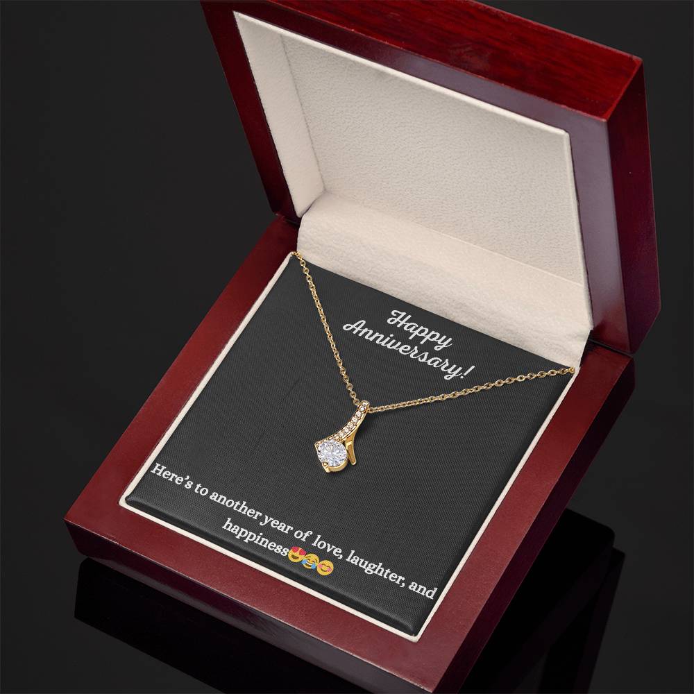Alluring Beauty Necklace with Happy Anniversary message - Exquisite Design | Perfect Gift for Wife or Girlfriend