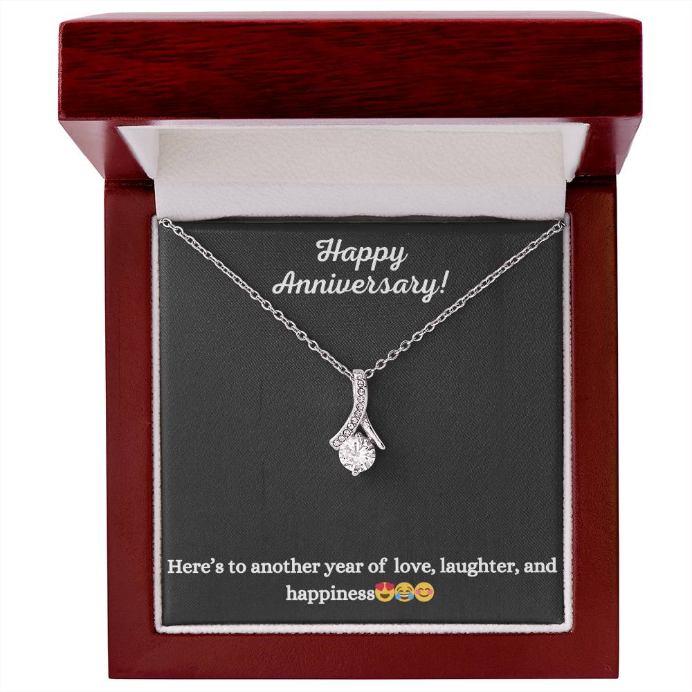 Alluring Beauty Necklace with Happy Anniversary message - Exquisite Design | Perfect Gift for Wife or Girlfriend