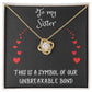 Love Knot Necklace with message to your sister - gift for her, love, valentine's day, heart, Happy Birthday, necklace with card, mother, father, grandparents, family 🎁💎🎁💎🎁