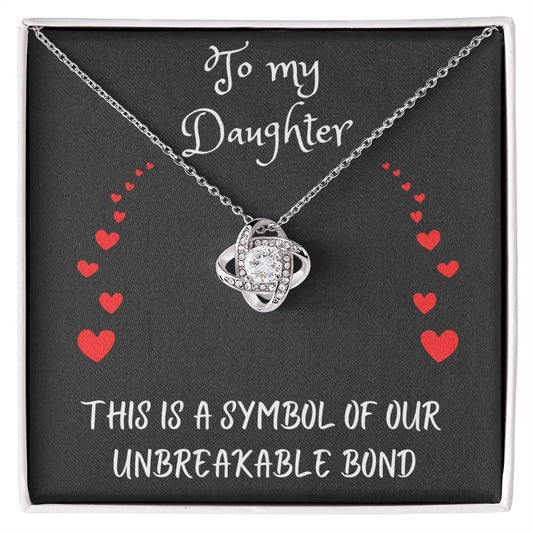 Love Knot Necklace with message to your daughter - gift for her, love, valentine's day, heart, Happy Birthday, necklace with card, mother, father, grand parents 🎁💎🎁💎🎁