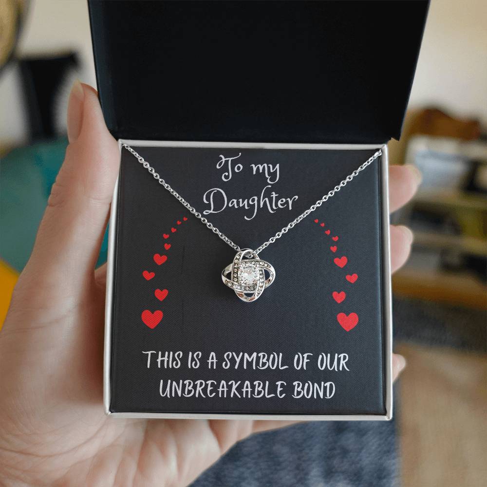 Love Knot Necklace with message to your daughter - gift for her, love, valentine's day, heart, Happy Birthday, necklace with card, mother, father, grand parents 🎁💎🎁💎🎁
