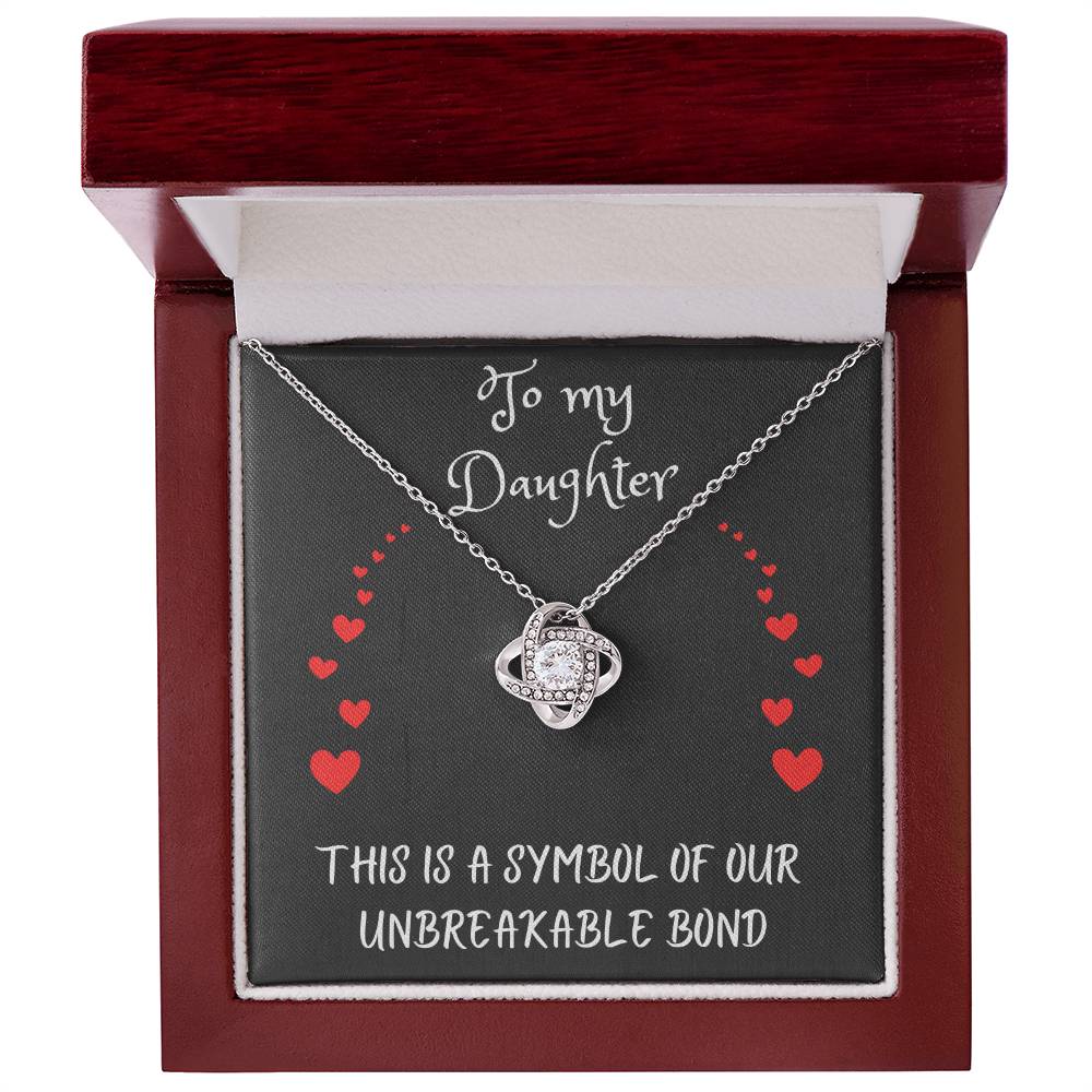 Love Knot Necklace with message to your daughter - gift for her, love, valentine's day, heart, Happy Birthday, necklace with card, mother, father, grand parents 🎁💎🎁💎🎁