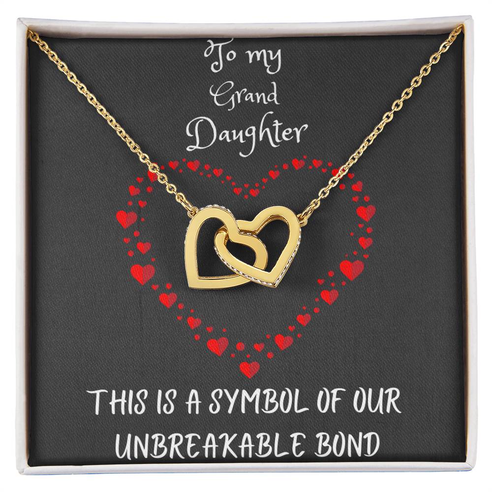 Interlocking Hearts Necklace with message to your Grand Daughter