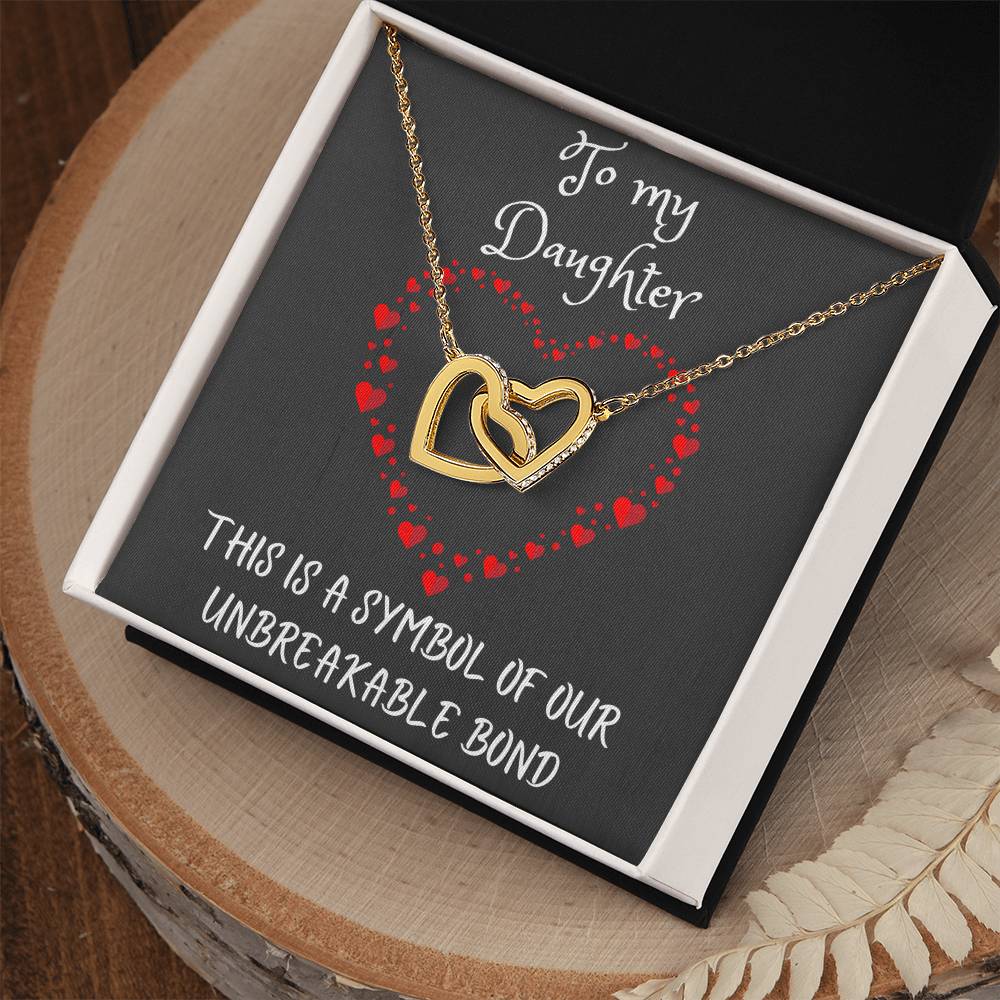 Interlocking Hearts Necklace with message to your Daughter
