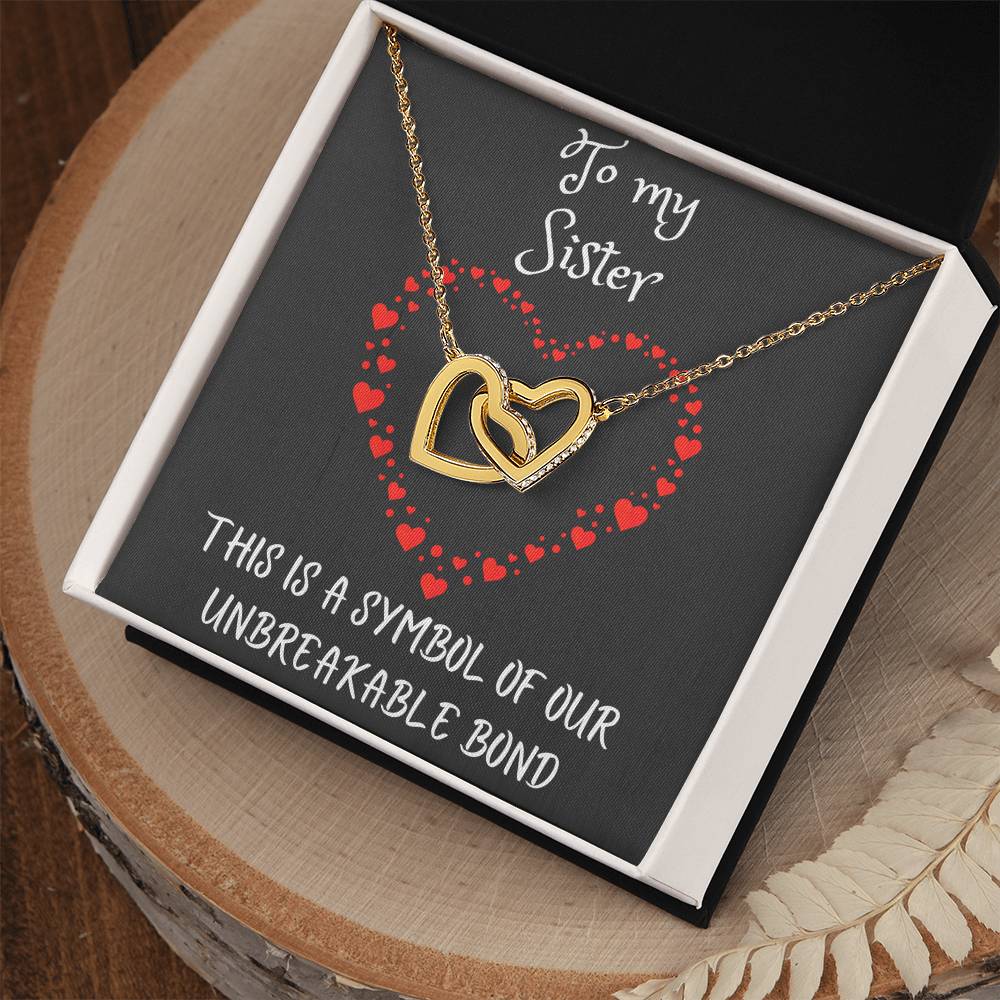 Interlocking Hearts Necklace with message to your Sister