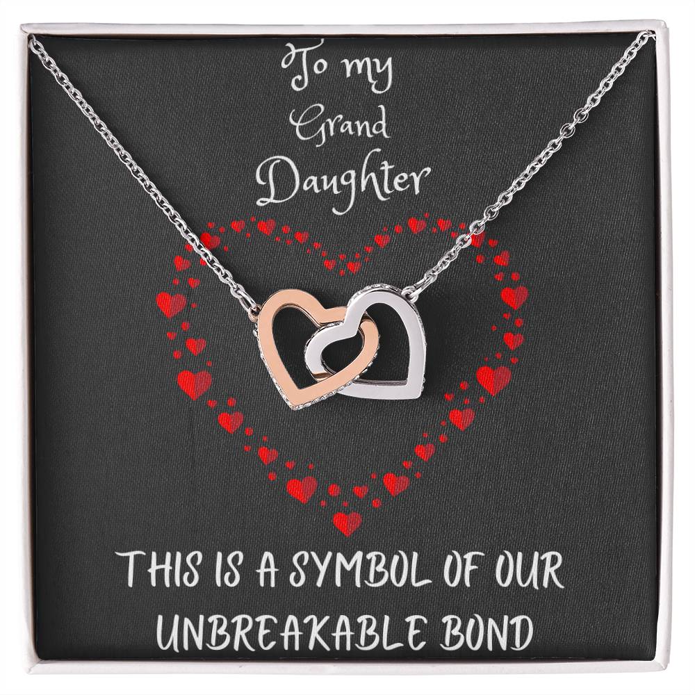 Interlocking Hearts Necklace with message to your Grand Daughter