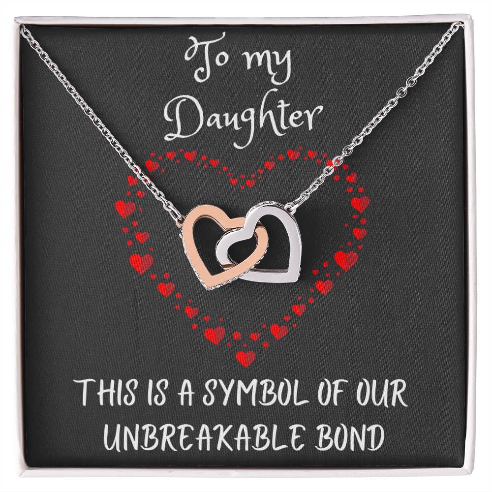 Interlocking Hearts Necklace with message to your Daughter
