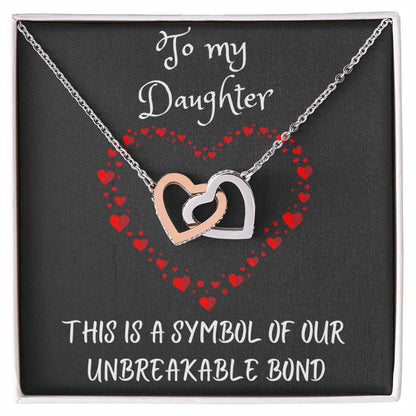 Interlocking Hearts Necklace with message to your Daughter