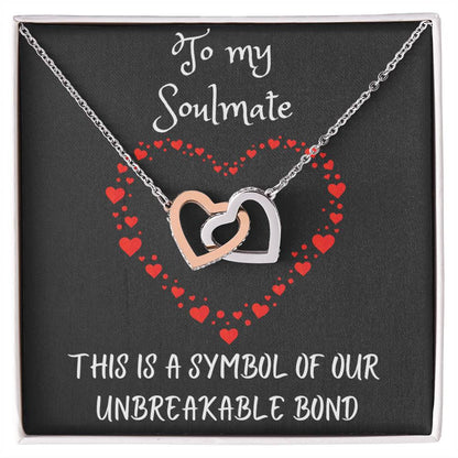 Interlocking Hearts Necklace with message to your Soulmate