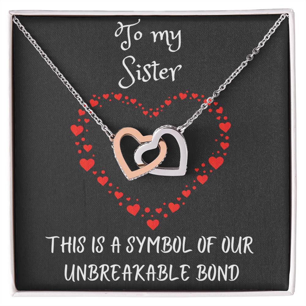 Interlocking Hearts Necklace with message to your Sister