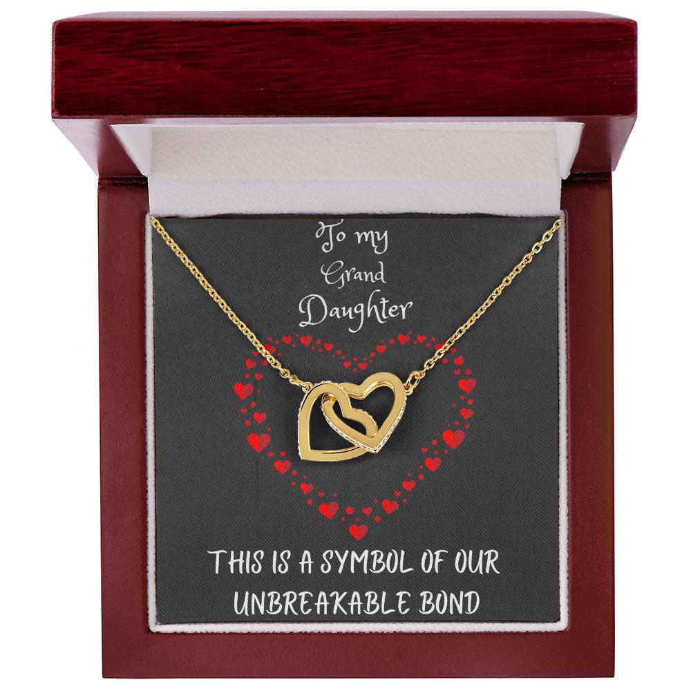 Interlocking Hearts Necklace with message to your Grand Daughter