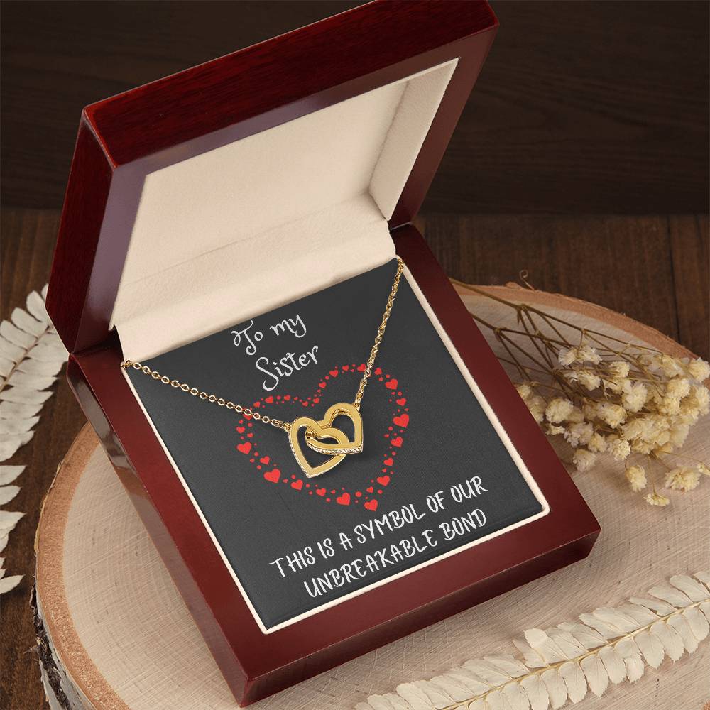 Interlocking Hearts Necklace with message to your Sister