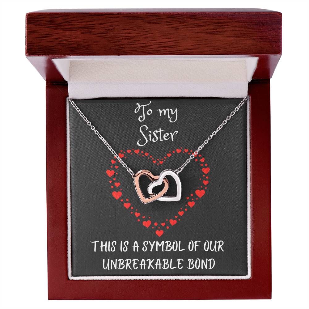 Interlocking Hearts Necklace with message to your Sister