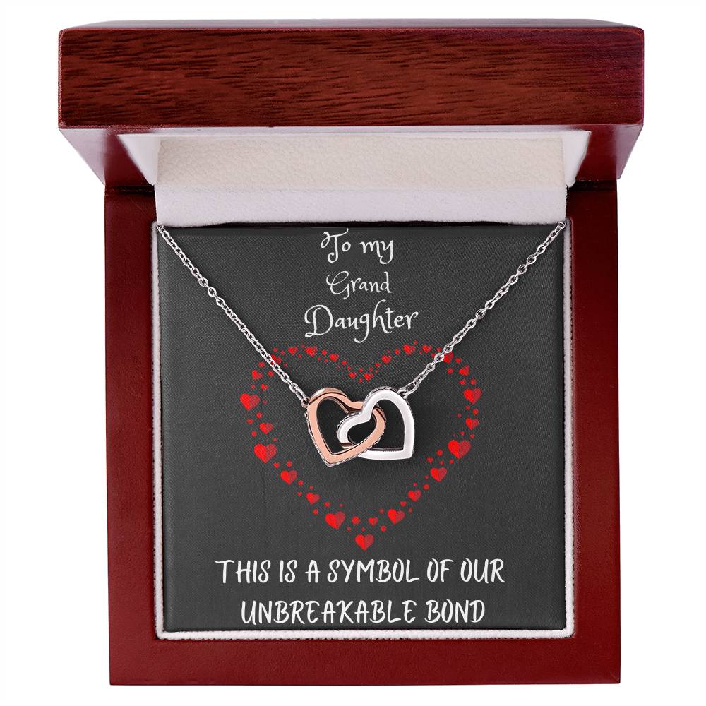 Interlocking Hearts Necklace with message to your Grand Daughter
